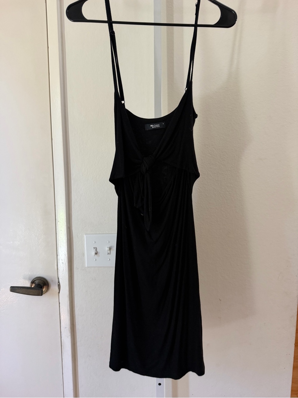 Michael Lauren Black Tie-Front Midi Dress
